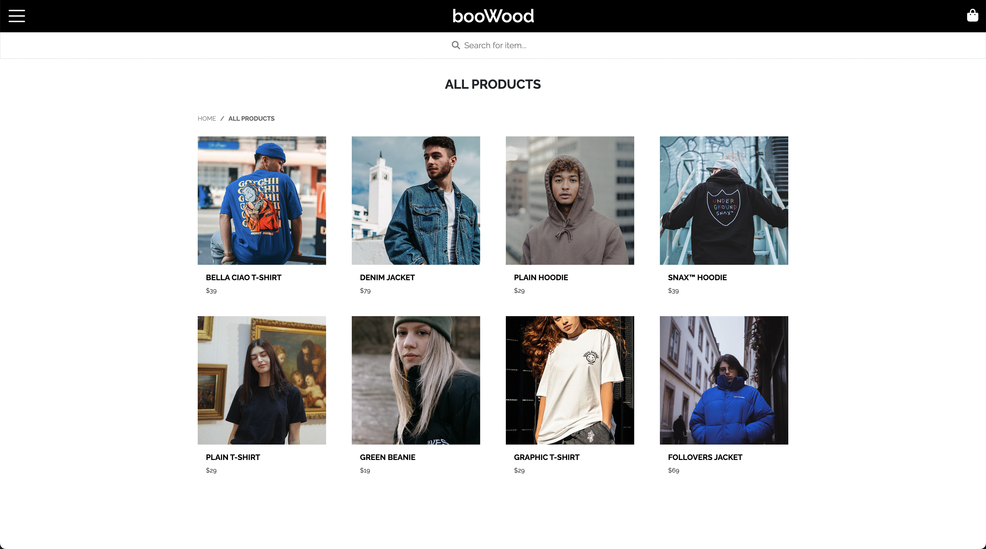 Screenshot of booWood website