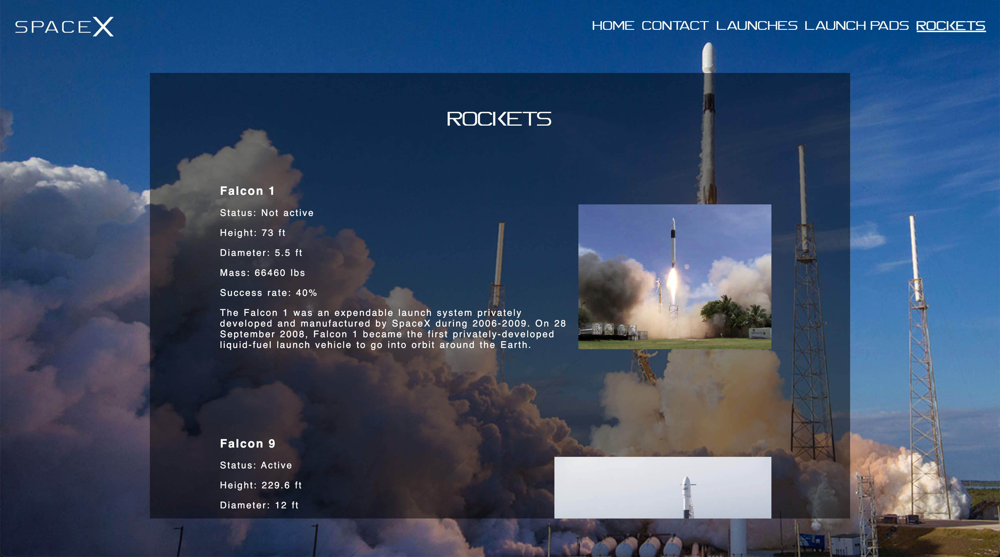 Screenshot of SpaceX website